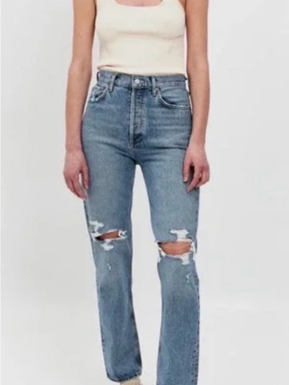 AGOLDE - 28 - Women’s Light Blue Distressed High Rise Jeans